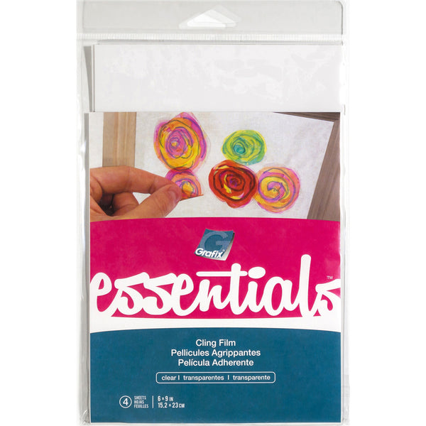 Grafix Essentials Cling Film 6"x9" 4/Pkg-Clear