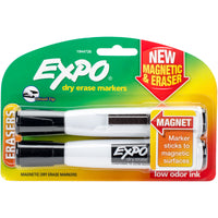 Expo Magnetic Dry Erase Chisel Marker With Eraser 2/Pkg-Black