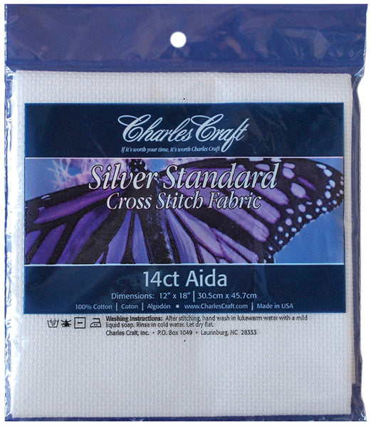 Silver Label Aida 14 Count 12"X18"-White