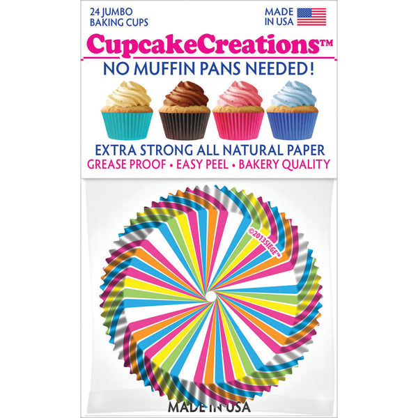 Jumbo Baking Cups-Rainbow Swirl 24/Pkg
