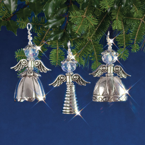 Holiday Beaded Ornament Kit-Vintage Angels Makes 3