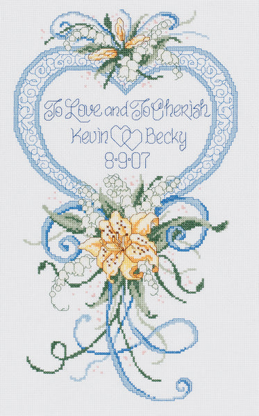 Cherish Wedding Heart Counted Cross Stitch Kit-9"X15" 14 Count