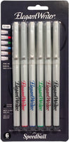 Speedball Elegant Writer Calligraphy Assorted Markers 6/Pkg-Fine Point