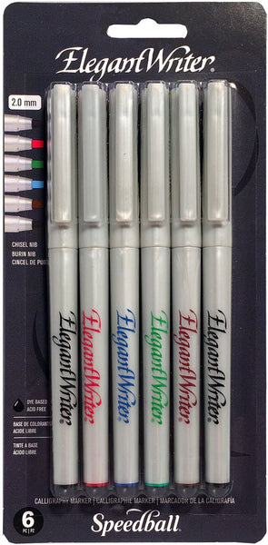 Speedball Elegant Writer Calligraphy Assorted Markers 6/Pkg-Fine Point