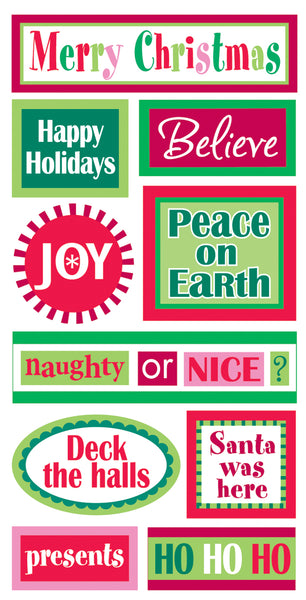 SandyLion Essentials Dimensional Stickers-Christmas Words