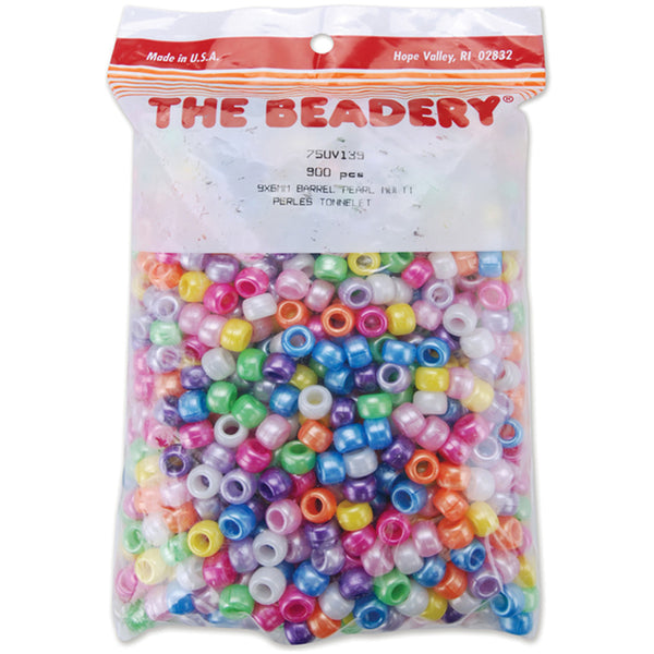 Pony Beads 6mmX9mm 900/Pkg-Pearl Multicolor
