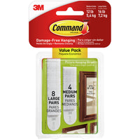 Command Picture Hanging Strips 24/Pkg-8 Medium Strips & 16 Large Strips
