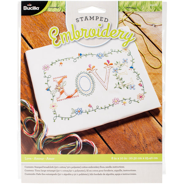Bucilla Stamped Embroidery Kit 8"X10"-Love