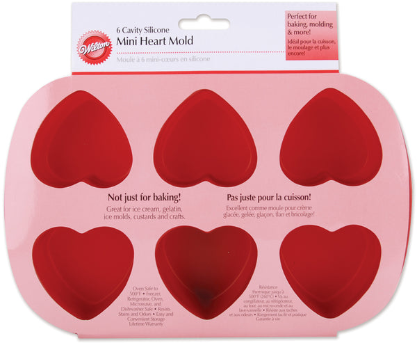 Mini Silicone Mold-6 Cavity Heart 2.5"X2.5"X1.25"