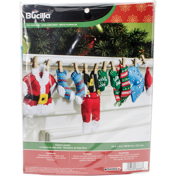 Bucilla Felt Garland Applique Kit 27"X5"-Santa's Laundry