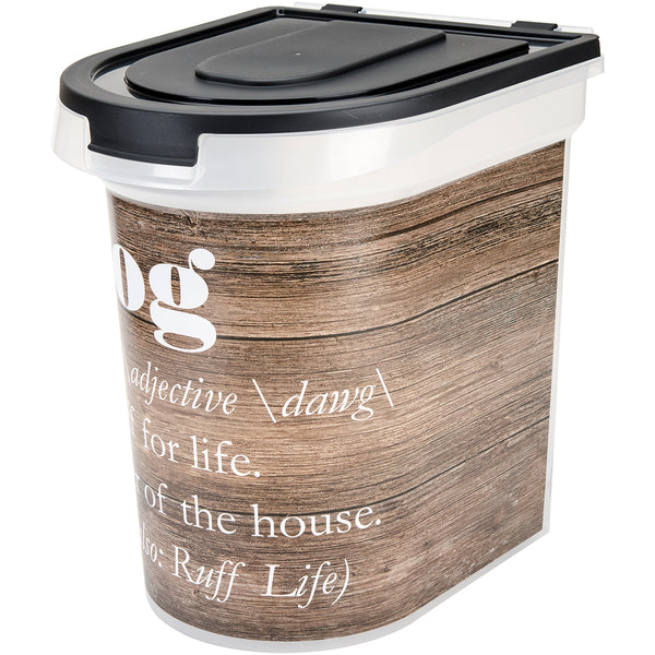 Plastic Rolling Pet Food Bin 15.5"X13.25"X16.75"-Wood Grain