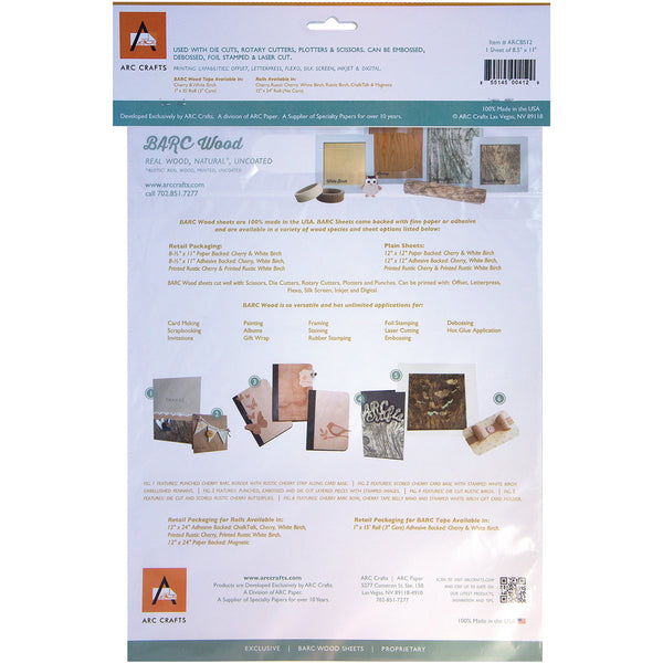 BARC Wood Sheet W/Adhesive Backing 8.5"X11"-White Birch