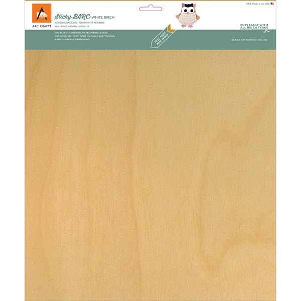 BARC Wood Sheet W/Adhesive Backing 12"X12"-White Birch