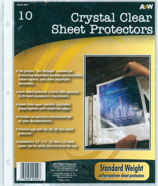 Page Protectors 9.25"X11.25" 10/Pkg-Clear