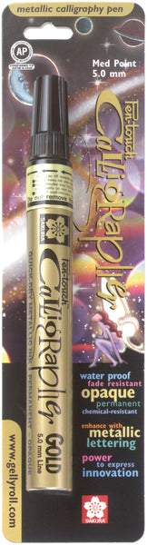 Pen-Touch Calligraphy Marker Medium Point 5mm Open Stock-Gold Metallic