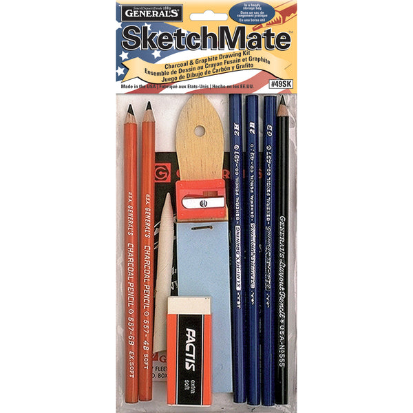 SketchMate Charcoal & Graphite Drawing Kit 9pcs-