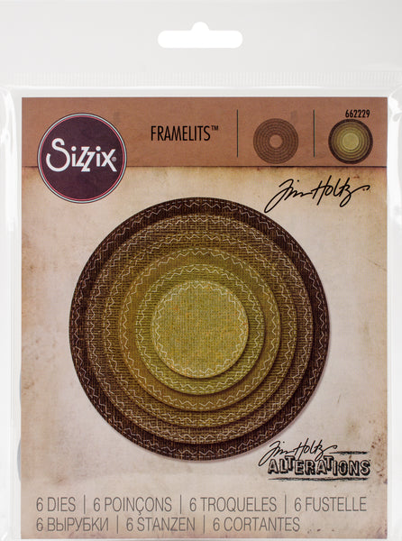 Tim Holtz Framelits Dies 6/Pkg-Stitched Circles