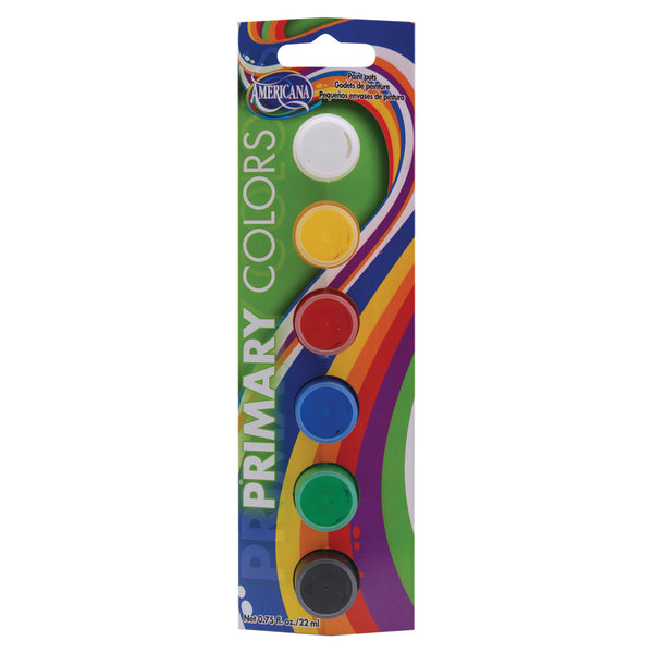 Americana Seasonal All-Purpose Acrylic Paint Pots 6/Pkg-Primary Colors