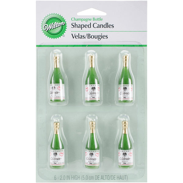 Candles & Cake Decorations 2" 6/Pkg-Champagne Bottles