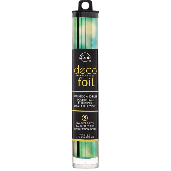 Deco Foil Specialty Transfer Sheets 6"X12" 5/Pkg-Emerald Watercolor