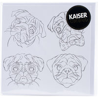 KaiserColour Gift Card W/Envelope 6"X6"-Pug Faces