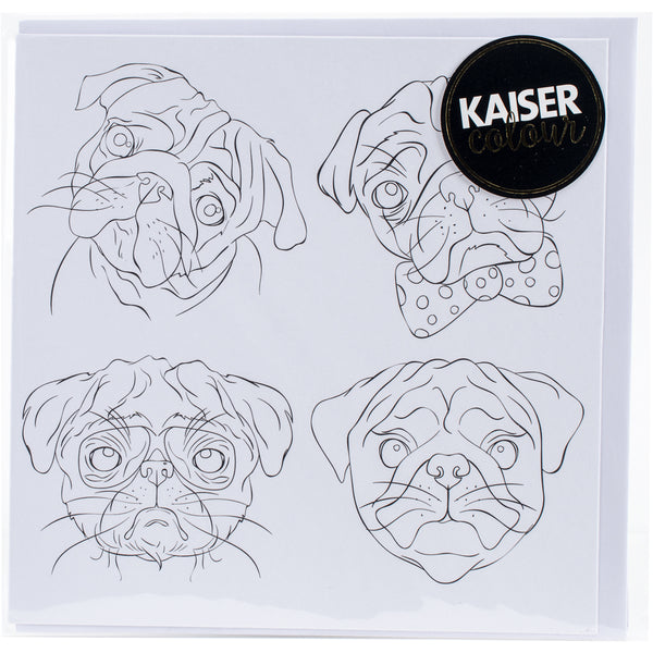 KaiserColour Gift Card W/Envelope 6"X6"-Pug Faces