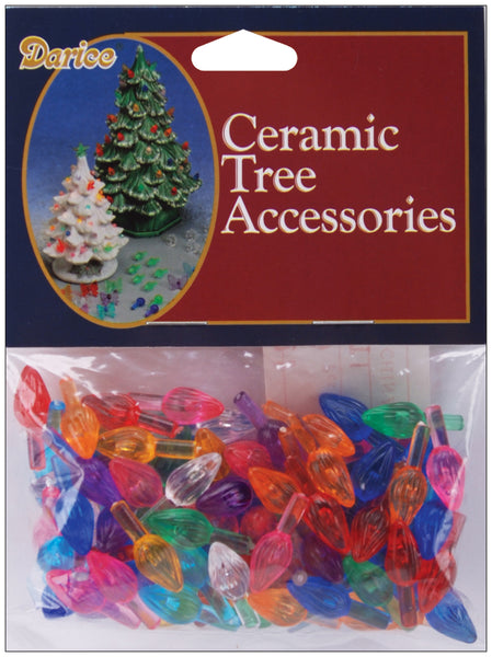 Ceramic Christmas Tree Bulbs .5" 100/Pkg-Small Flame - Multicolor