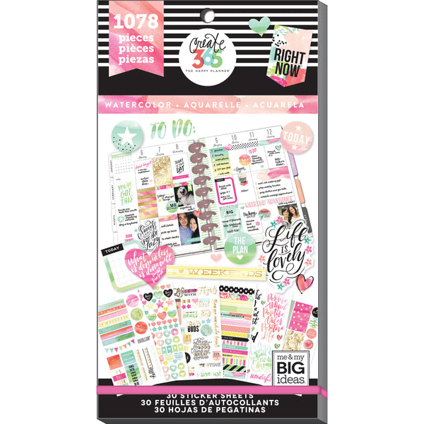 Create 365 Happy Planner Sticker Value Pack-Watercolor - Classic, 1078/Pkg