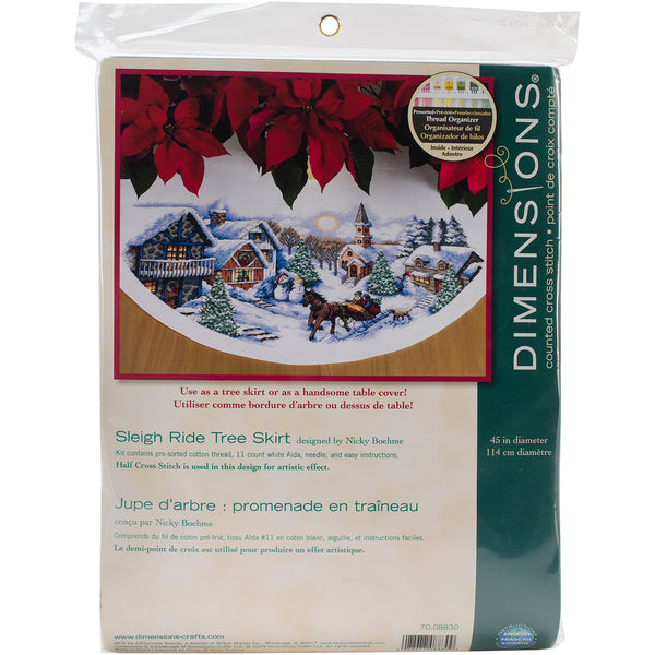 Dimensions Counted Cross Stitch Kit 45" Round-Sleigh Ride Tree Skirt (11 Count)