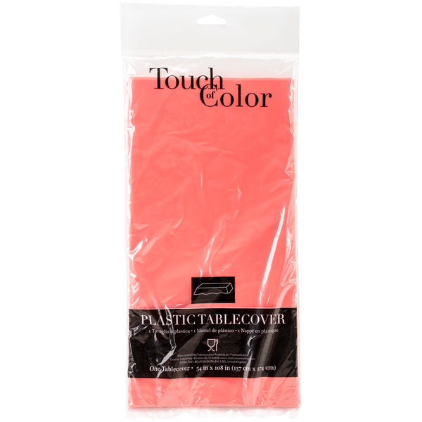 Plastic Tablecover 54"X108"-Coral