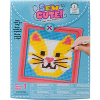 Sew Cute! Cat Needlepoint Kit-6"X6" Stitched In Yarn