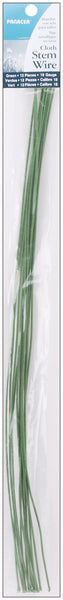 Cloth Covered Stem Wire 18 Gauge 18" 12/Pkg-Green
