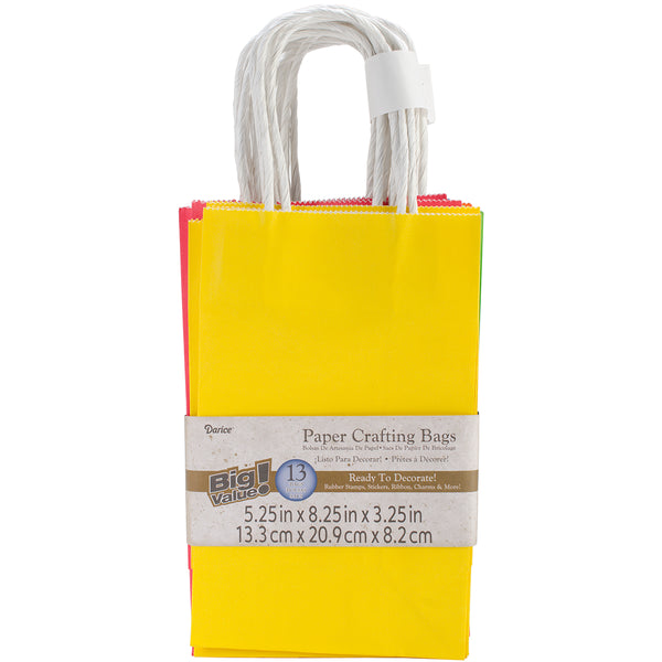 Paper Bags 5.25"X8.375"X3.25" 13/Pkg-Assorted Primary