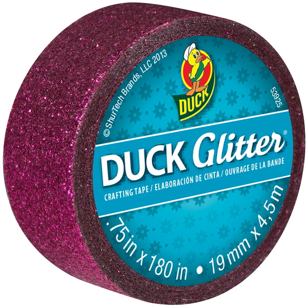 Glitter Mini Duck Tape .75"X15'-Hot Pink