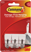 Command Small Wire Hooks-White 3 Hooks & 4 Strips