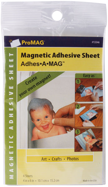 ProMag Adhesive Magnetic Sheets-4"X6" 4/Pkg