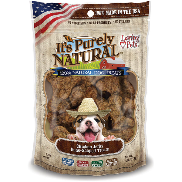 It's Purely Natural Treats 4oz-Chicken Jerky Bone-Shaped