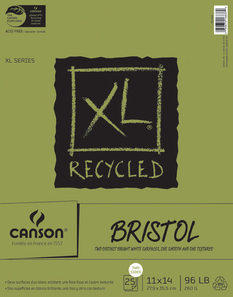 Canson XL Recycled Bristol Paper Pad 11"X14"-25 Sheets