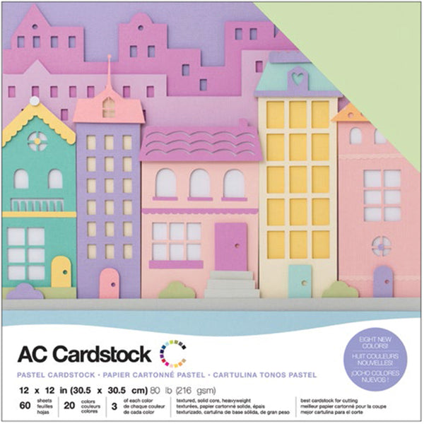 American Crafts Variety Cardstock Pack 12"X12" 60/Pkg-Pastels