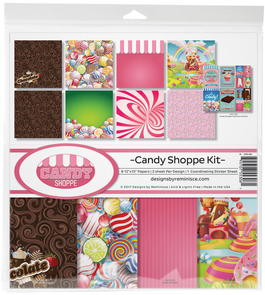 Reminisce Collection Kit 12"X12"-Candy Shop, 8 Papers & Stickers