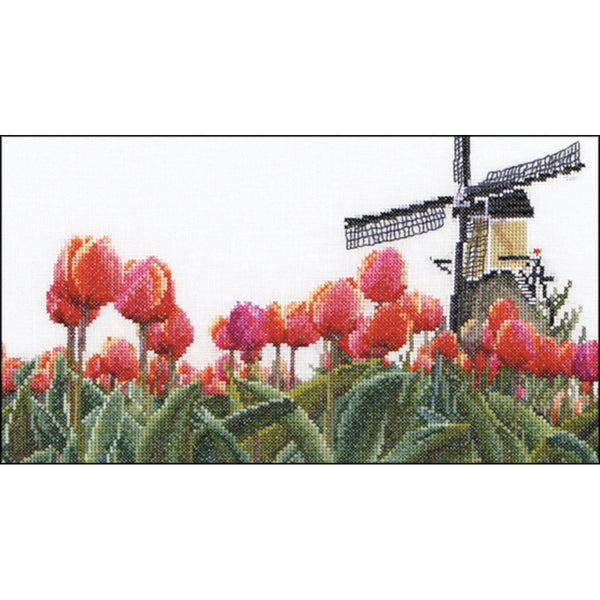 Bulbfield Tulips On Aida Counted Cross Stitch Kit-9.5"X5.5" 18 Count