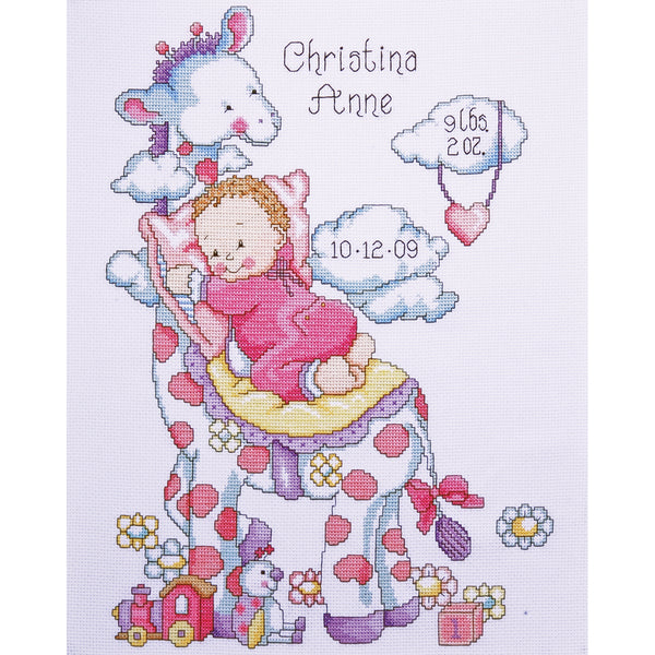 Giraffe Birth Record Counted Cross Stitch Kit-11"X14" 14 Count