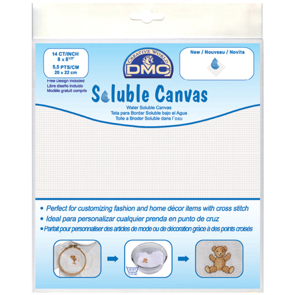 Soluble Canvas 14 Count 8"X8.5"-White