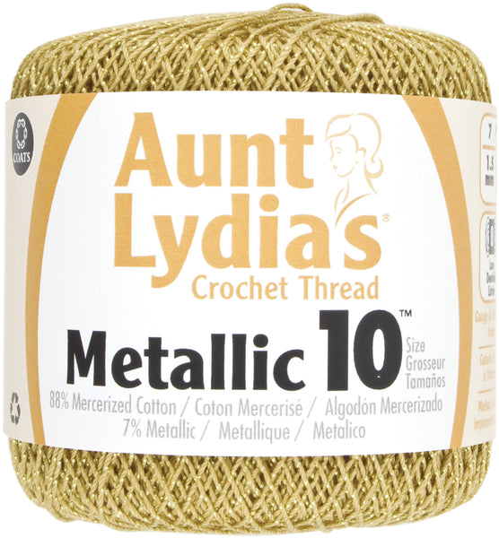 Aunt Lydia's Metallic Crochet Thread Size 10-Gold & Gold