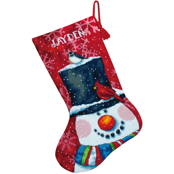 Snowman And Friends Stocking Needlepoint Kit-16" Long Stitched In Wool & Floss