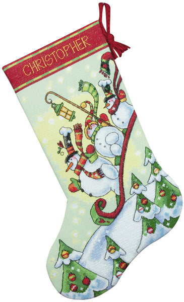 Dimensions Counted Cross Stitch Kit 16" Long-Sledding Snowmen Stocking (14 Count)