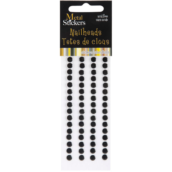 Metal Stickers Nailheads 5mm Round 64/Pkg-Black
