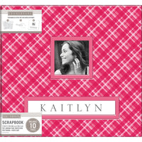 K&Company Frame-A-Name Post Bound Album 12"X12"-Pink Plaid