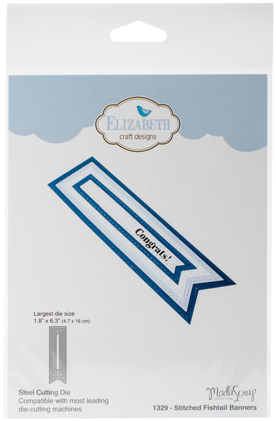 Elizabeth Craft Metal Die By ModaScrap Designs-Stitch Fishtail Banners, Large 1.8"X6.3"