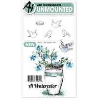 Art Impressions Watercolor Cling Rubber Stamps 4"X7"-Birds